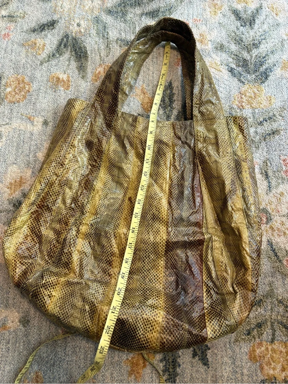 Beirn Jenna Tote Bag Genuine Watersnake Snakeskin Metallic Gold Large